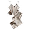 European and American Style Cross-Border Pajamas Leopard Print Camisole and Long Pants Set, Fashionable Faux Silk Loungewear Pajama Set