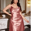 Denny Lin Plus Size Silk Slip Dress Spring and Summer Sexy Printed Simple Pajamas Women’s Home Clothes Pajamas