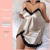 plus size Women’s Backless Sexy Slip Skirt Imitation Silk Nightgown Casual Loose Home Wear Thin Ice Silk Pajamas
