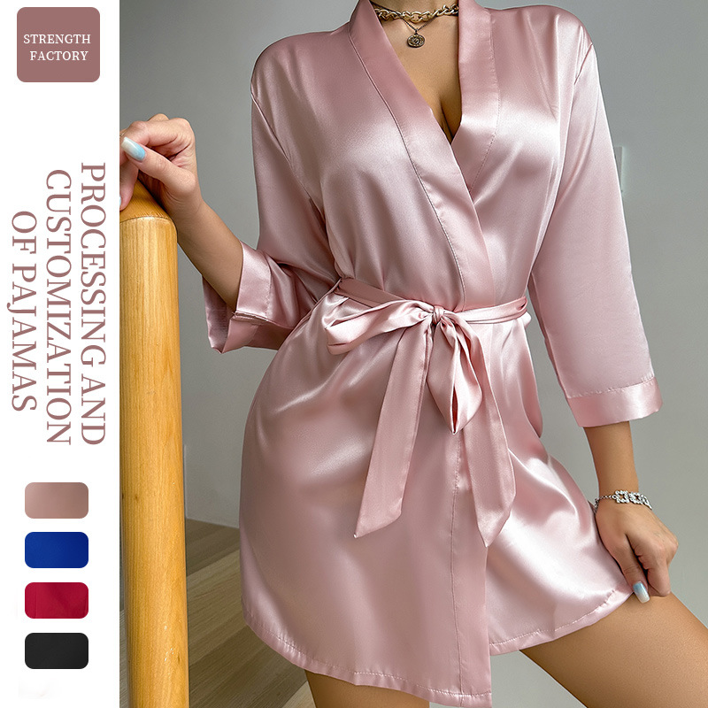 Sexy Solid Color Pajamas Summer Thin Breathable Sling dress Home Clothes New Ice Silk Pajamas for Women