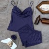 New Solid Color Ice Silk Pajamas for Women, Thin Home Suspender Shorts Set, Sexy and Light Two-Piece Home Clothes