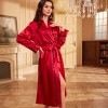 Factory in stock Long Ice Silk Nightgown Summer Thin Fashionable Simple Home Clothes Women Sexy Cardigan Bathrobe