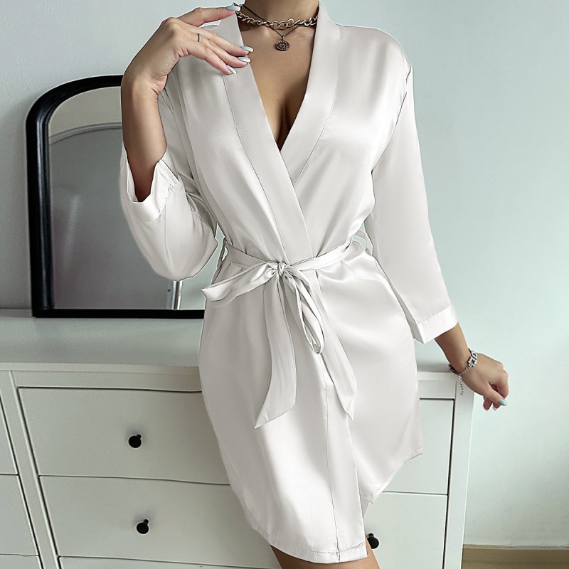 Sexy Solid Color Pajamas Summer Thin Breathable Sling dress Home Clothes New Ice Silk Pajamas for Women