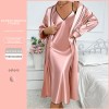 New Ice Silk Nightgown Women’s Sexy Outer-Wearing Home Clothes Imitation Silk Cardigan Lace-Up Slip Skirt suit
