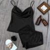 New Solid Color Ice Silk Pajamas for Women, Thin Home Suspender Shorts Set, Sexy and Light Two-Piece Home Clothes