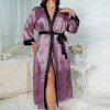 Cross-Border Plus Size Pajamas for Women, Fashionable Casual Loose Printed Pajamas, Long Faux Silk Sexy Nightgown
