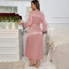 Women’s Autumn and Winter Mid-length Hanging Skirt Jacket Two-piece Casual Home Clothes Women’s Silk Lace-up Sexy suit