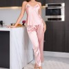 Cross-Border European and American Style Pajama Set, Spring and Summer Camisole and Long Pants Two-Piece Set, Casual Thin Ice Silk Fashion Loungewear