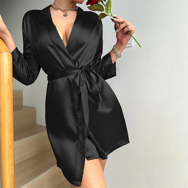 Sexy Solid Color Pajamas Summer Thin Breathable Sling dress Home Clothes New Ice Silk Pajamas for Women