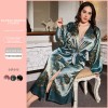 European and American Style Spring and Summer Cross-Border Printed Bathrobe for Women, Sexy and Fashionable Imitation Silk Nightgown, Fashionable and Casual Home Wear