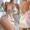 Ice Silk Pajamas Women’s Sexy Backless Slip Skirt Summer New Short Skirt Thin Breathable Home Clothes plus size Nightgown