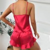 Denilyn Cross-border Ice Silk Pajamas Women’s Sling Shorts Nightgown Three-piece Set Summer Comfortable Outer Wearing Home Clothes