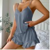 Dannilin Ice Silk Pajamas Women’s Sexy Sling Shorts Two-Piece Set Home Clothes Summer Silk Nightgown