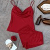 New Solid Color Ice Silk Pajamas for Women, Thin Home Suspender Shorts Set, Sexy and Light Two-Piece Home Clothes
