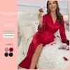 Amazon cross-border new women's bathrobe, sexy nightgown, home wear, casual ice silk pajamas, nightgown wholesale