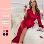 Amazon cross-border new women's bathrobe, sexy nightgown, home wear, casual ice silk pajamas, nightgown wholesale