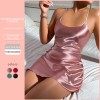 Dannilin Summer New Sexy Backless Ice Silk Slip Skirt Pajamas Short Skirt Home Clothes Women’s Imitation Silk Nightgown
