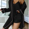 Denilyn Cross-border Ice Silk Pajamas Women’s Sling Shorts Nightgown Three-piece Set Summer Comfortable Outer Wearing Home Clothes