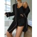 Denilyn Cross-border Ice Silk Pajamas Women’s Sling Shorts Nightgown Three-piece Set Summer Comfortable Outer Wearing Home Clothes