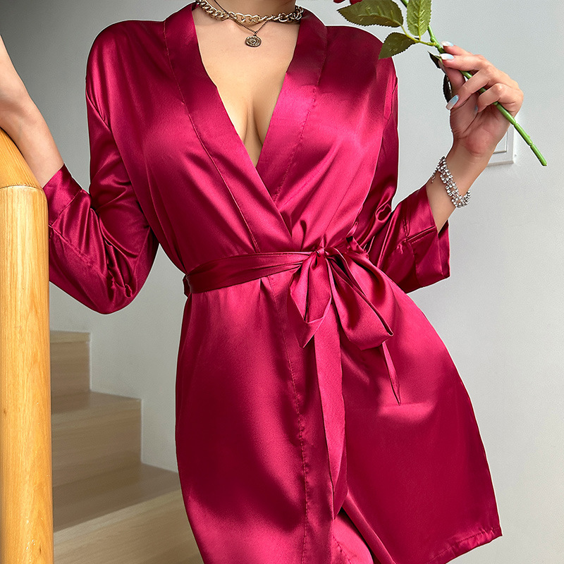 Sexy Solid Color Pajamas Summer Thin Breathable Sling dress Home Clothes New Ice Silk Pajamas for Women