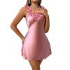 European and American Style Pajamas Cross-Border Wholesale Underwear Sexy Imitation Silk Suspender Nightgown Ice Silk Suspender Pajamas Suspender Nightgown