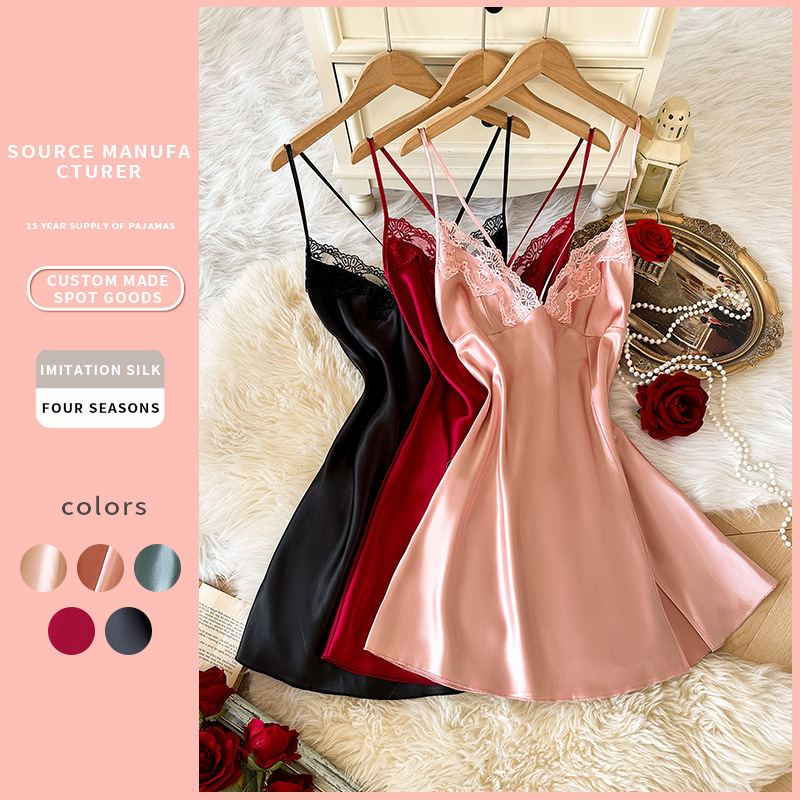 Amazon’s New Women’s Suspender Nightgown, Lace-Trimmed Sexy Nightgown, Comfortable Home Wear, Casual Nightgown, Bathrobe