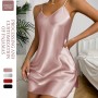 Amazon Women’s Casual Home Clothes Sexy Short Skirt Small Sling Solid Color Pure Desire European and American Women’s Nightgown Nightgown