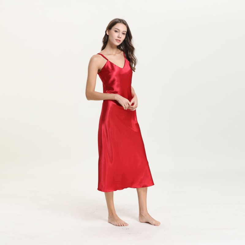 Cross-border direct supply imitation silk nightgown ladies summer suspenders skirt V-neck sexy long pajamas home manufacturers supply
