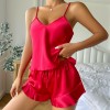 Dannilin Ice Silk Pajamas Women’s Sexy Sling Shorts Two-Piece Set Home Clothes Summer Silk Nightgown