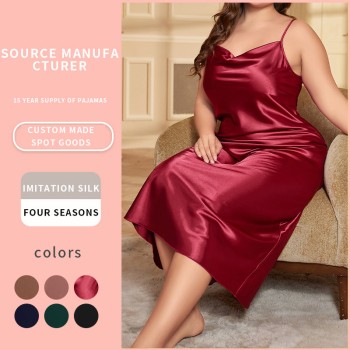 Cross-border Summer Sexy dress Plus Fat Plus Loose Casual Home Clothes Thin Fashionable Printed Home Nightdress