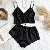 European and American Style Cross-Border New Imitation Silk Lingerie, Sexy Loungewear, Ice Silk Pajamas, Women’s Camisole, Belly Wrap, Shorts Set