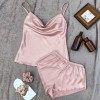 New Solid Color Ice Silk Pajamas for Women, Thin Home Suspender Shorts Set, Sexy and Light Two-Piece Home Clothes