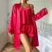 Denilyn Cross-border Ice Silk Pajamas Women’s Sling Shorts Nightgown Three-piece Set Summer Comfortable Outer Wearing Home Clothes
