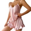 Dannilin Ice Silk Pajamas Women’s Sexy Sling Shorts Two-Piece Set Home Clothes Summer Silk Nightgown