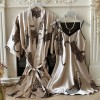 Amazon Cross-border Silk Pajamas Sexy V-neck Long Sling Nightgown Two-piece Pajamas Home Clothes suit