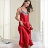 Simulated Silk Pajamas for Women, Lace Sexy V-Neck Long Suspender Nightgown, Pajamas, Home Clothes, Drop Shipping