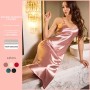 Cross-border Denilyn Nightdress Women’s Summer Ice Silk Simple Sexy Silk Sling Pajamas Fashionable Breathable Home Clothes