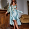 Simple Women’s Four Seasons Home Clothes Lace-Up Nightgown Nightgown Two-Piece Set Thin Outer Wear Mid-Length Pajamas Set