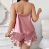 European and American Style plus size Printed Pajamas Fashion Casual Ice Silk Pajamas Home Clothes Silk Sling Home Clothes Women