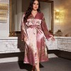European and American Style Spring and Summer Cross-Border Printed Bathrobe for Women, Sexy and Fashionable Imitation Silk Nightgown, Fashionable and Casual Home Wear
