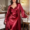 Plus Size Printed Pajamas Home Clothes Thin Outer Long Pajamas suit Lace-Up Nightgown Two-Piece Set for Women