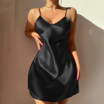 Danny Lin European and American Style Cross-Border Spring and Summer Thin Imitation Silk Spaghetti Strap Nightgown Short Home Dress Suspender Skirt