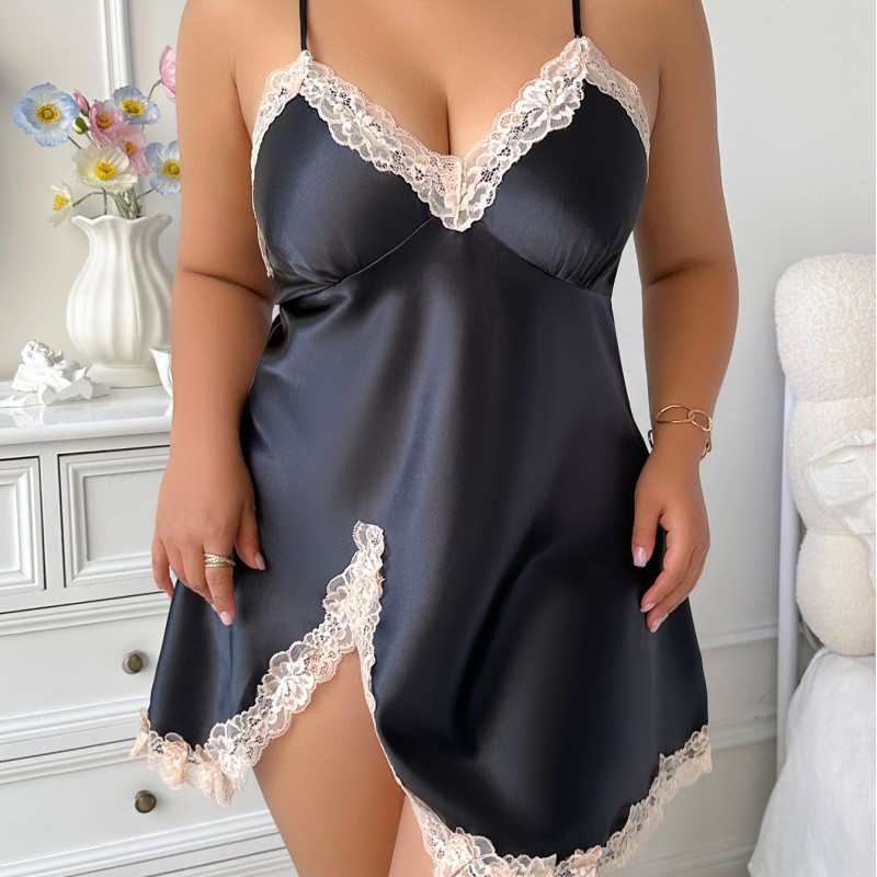 plus size Women’s Backless Sexy Slip Skirt Imitation Silk Nightgown Casual Loose Home Wear Thin Ice Silk Pajamas