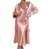 New Ice Silk Nightgown Women’s Sexy Outer-Wearing Home Clothes Imitation Silk Cardigan Lace-Up Slip Skirt suit