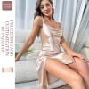 Sexy Split Slip Skirt Cross-border Amazon Simulation Silk Nightdress Women’s Summer Home Backless Slip Pajamas
