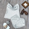 New Solid Color Ice Silk Pajamas for Women, Thin Home Suspender Shorts Set, Sexy and Light Two-Piece Home Clothes