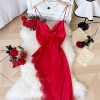 European and American Style Fashionable Sexy Nightgown Backless Slim Women’s Home Wear Suspender Dress Lace Nightgown